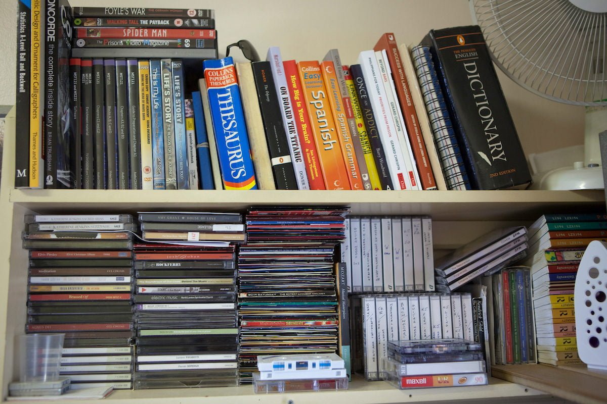 Books on a prisoner's shelf
